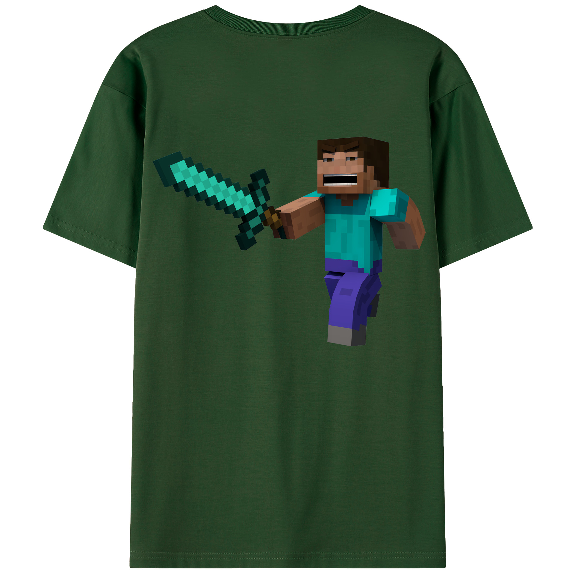 （画像用） マインクラフト ブロックの世界 Minecraft MC Block world 綿100％半袖Tシャツ（背面プリント）